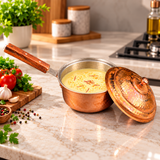 Copper Sauce Pan with Lid With Qali For Cooking Hammered Design