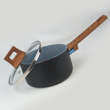 Majestic Chef Granito Series Marble Coating Nonstick Sauce Pan with Glass Lid 18cm