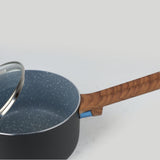 Majestic Chef Granito Series Marble Coating Nonstick Sauce Pan with Glass Lid 18cm