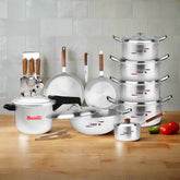 Majestic cookware best silver steel legacy metal finish cooking set 27 pcs aluminum gift set at low price in Pakistan from best cookware brand chef cookware