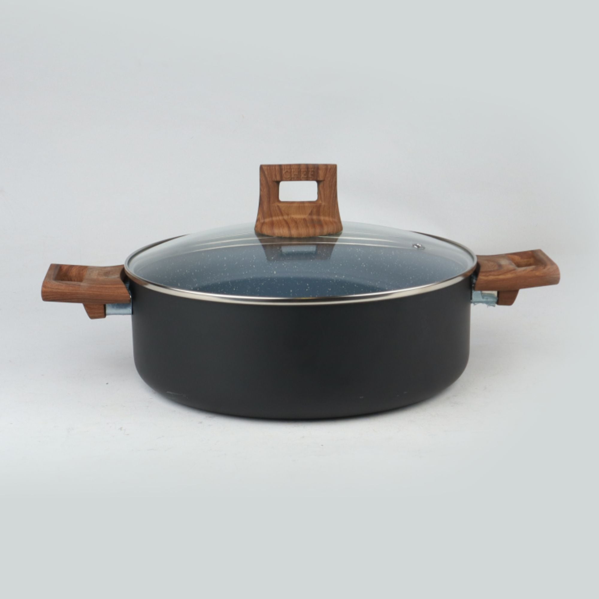 Majestic Chef Granito Series Marble Coating Nonstick Shallow Pot Biryani Pot - 26cm