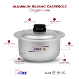 premium quality dull finish aluminum silvano casserole \ cooking pot with silver lid at best price in Pakistan - majesticchef.pk