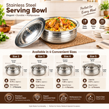 Majestic Chef Hammered Stainless Steel Serving Karahi with Hammered Lid Non-Magnet Food Grade Material