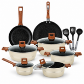 15 Pieces Nonstick Marble Coated Timber Series Gift Pack Set