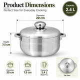 Chef Best Aluminum Export Quality Cooking Pot / Caldero Pot With Aluminum Lid 20 cm - Metal Finish