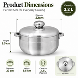 Chef Best Aluminum Export Quality Cooking Pot / Caldero Pot With Aluminum Lid 22 cm-Metal Finish