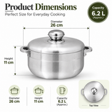 Chef Best Aluminum Export Quality Cooking Pot / Caldero Pot With Aluminum Lid 26 cm-Metal Finish