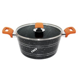 Chef Best Non-Stick Casserole / Handi / Pateeli With Glass Lid - 22 cm - Black