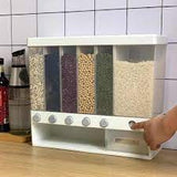 Chef Rice Dispenser Food Storage Box Container | Insect Moisture Proof Seal | Grain Kitchen Organizer Wall Mounted