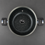 Premium Granite Nonstick Wok with Glass Lid – Induction Bottom