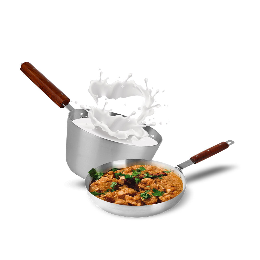 Aluminum Milk Pan 14 cm And Frying Pan 22 cm - Combo Package - majestic chef cookware