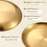 Stainless Steel Gold Plated Serving Tray Metal Platter Reusable Dishwasher Safe Dinner Plates Round Dinner Dishes Decorative Storage Tray - KOREAN