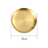 Stainless Steel Gold Plated Serving Tray Metal Platter Reusable Dishwasher Safe Dinner Plates Round Dinner Dishes Decorative Storage Tray - KOREAN