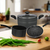 pakistan best cookware brand - non stick casserole / cooking pan and pots / milk pan / tea maker / pizza pan roti maker - majestic chef cookware