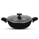 premium quality nonstick karahi maker wok with glass lid at low price