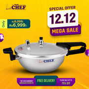 CHEF Aluminum Pressure Cooker Karahi Aluminum 2 In 1 - 5 Liter - best pressure cooker in pakistan at best price 