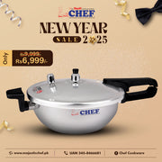 CHEF Aluminum Pressure Cooker Karahi Aluminum 2 In 1 - 5 Liter - best pressure cooker in pakistan at best price 