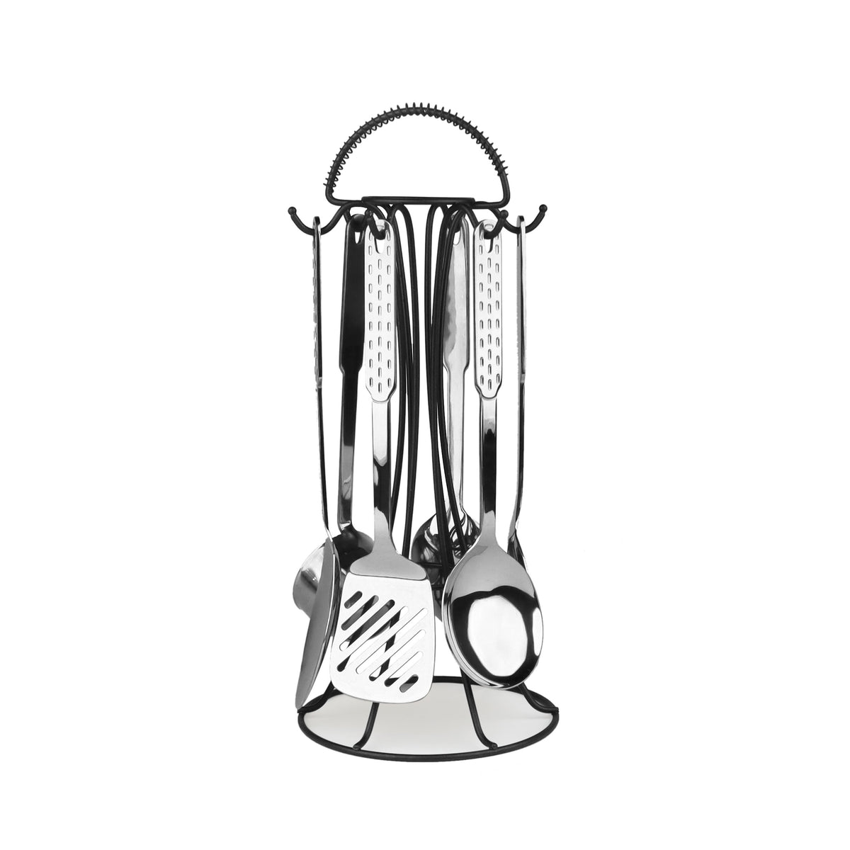 Majestic Stainless Steel 7-Piece Serving Spoon Set with Stand - chef cookware