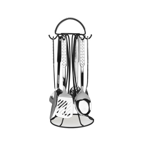 Stainless Steel 7 Pcs Serving Spoon Set With Stand