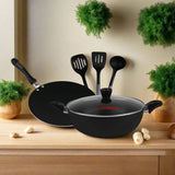 Majestic Premium Quality Mini Nonstick Gift Set 3 Pcs Kitchen Set - Tawa Wok & Spoons / Trio Series