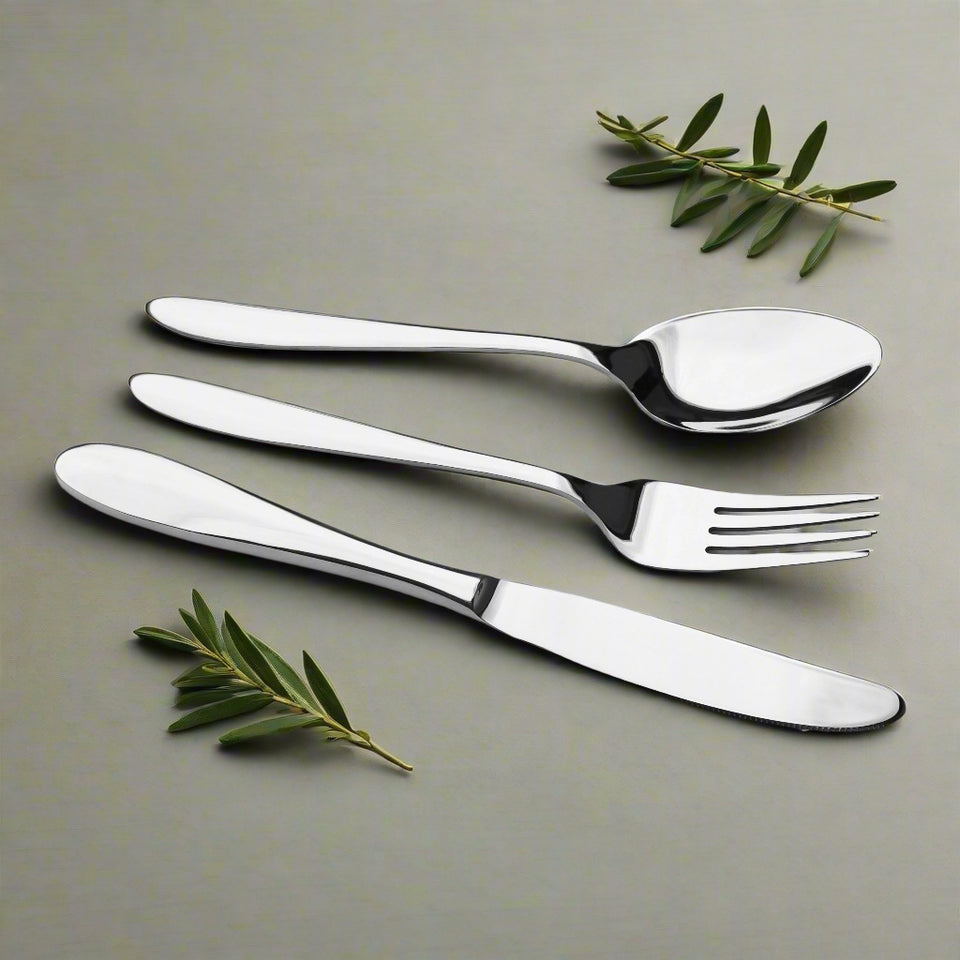 11 Gauge Premium Stainless Steel Cutlery Set - 34 Pieces (Heavy Gauge) Plain
