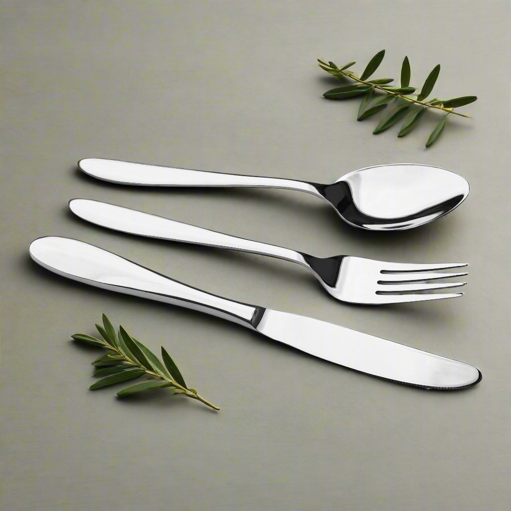 11 Gauge Premium Stainless Steel Cutlery Set - 34 Pieces (Heavy Gauge) Plain - without stand at best price in Pakistan - wazirabad cutlery collection - majesticchef.pk