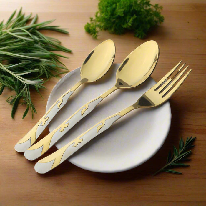 Stainless Steel PVD Coated 28 Pcs Cutlery Set - DF With Stand