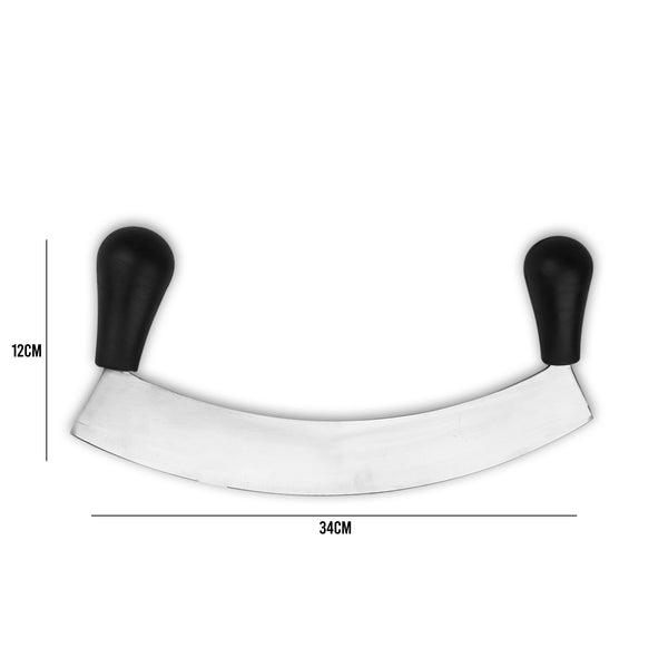 Curved Pizza Cutter Sharp Blade Double Handle - Large