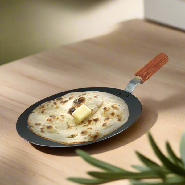 Chef High Quality Heavy Guage Iron Tawa With Wood Handle - 30 cm 1.3kg