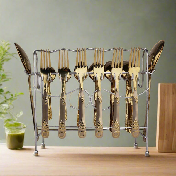 Chef Stainless Steel 29 Pcs PVD Coating Cutlery Set With Stand - New Disney