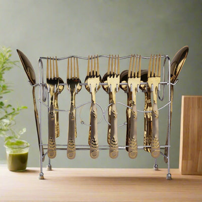Chef Stainless Steel 29 Pcs PVD Coating Cutlery Set With Stand - New SV With Chrome Stand
