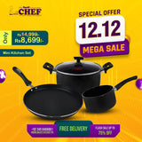 Majestic Premium Quality Mini Nonstick Gift Set 3 Pcs Kitchen Set - Pizza Pan Casserole & Milk Pan / Trio Series