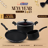 Majestic Premium Quality Mini Nonstick Gift Set 3 Pcs Kitchen Set - Pizza Pan Casserole & Milk Pan / Trio Series