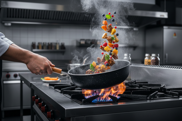 Chef Non Stick Mild Steel Heavy Weight Long Handle Wok Kadahi 26 cm - Clearance Sale