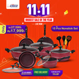 Chef Best Aluminum Non Stick Kitchen Set 15 Pcs New Arrival Cookware Set - Maroon 330