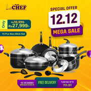 best quality nonstick cookware set stylish lid with touch to steel at best price in Pakistan 15 piece - majestic chef