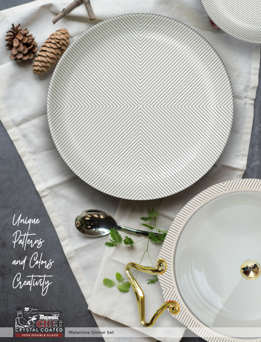 Crystal Coated 100 % Double Glaze Melamine Dinner Set Premium Quality - 80 Pcs Set - 15
