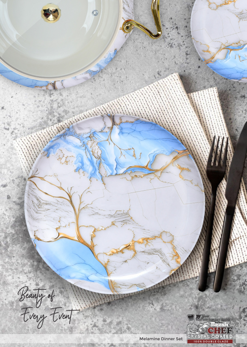 Crystal Coated 100 % Double Glaze Melamine Dinner Set Premium Quality - 80 Pcs Set - 18