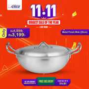 Chef Best Aluminum Metal Finish Wok/ Karahi-Metal Finish