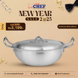 Chef Best Aluminum Metal Finish Wok/ Karahi-Metal Finish