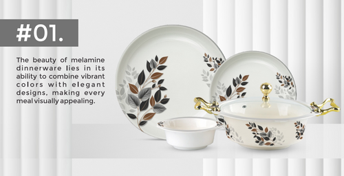 Crystal Coated 100 % Double Glaze Melamine Dinner Set Premium Quality - 80 Pcs Set - 01 Hover