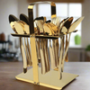 Stainless Steel PVD Gold Plated Cutlery Set 28 Pcs With Stand - Versace Design