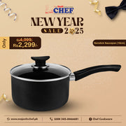 Chef Non-Stick Saucepan With Glass Lid-Chef Cookware