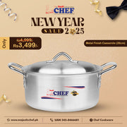 Best Metal Finish Cooking Pan / Casserole 28 cm Aluminum Alloy Metal - best price in pakistan from best cookware brand - majestic chef cookware