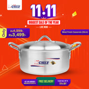 Best Metal Finish Cooking Pan / Casserole 28 cm Aluminum Alloy Metal - best price in pakistan from best cookware brand - majestic chef cookware