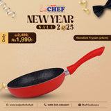 Chef Granito Series 3 Layer Marble Coating Nonstick Fry Pan 24cm - RED