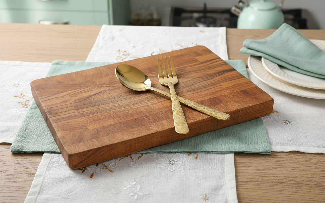 Chef Stainless Steel 28 Pcs PVD Coating Gold Plated Cutlery Set - Elegant Laser