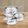 Chef Best 3 Pcs Aluminum Casserole Royal Set - 24,26,28 cm-Metal Finish