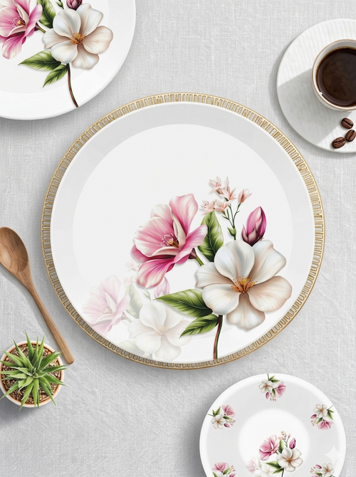 Majestic Luxury Crystal Coated Melamine Dinner Ware 72 Pcs Dinning Set - 8 Persons Serving -104