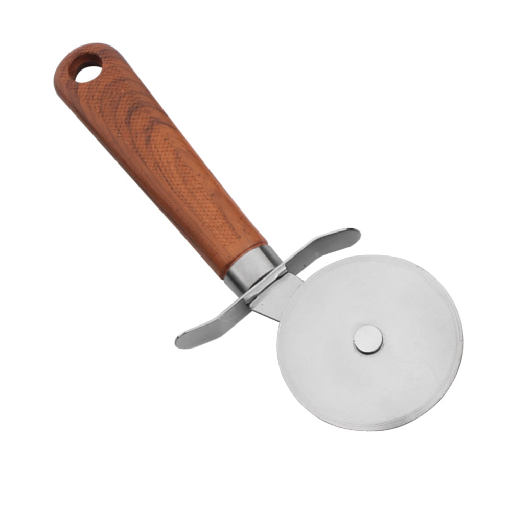 Chef Stainless Steel Pizza Cutting Wheel Pizza Cutter With Wooden Texture Handle - Kitchen Gadgets